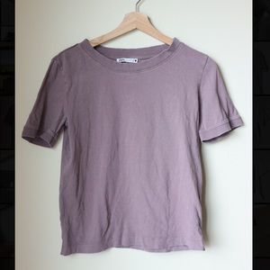 ZARA SHORT SLEEVE SMALL CROPPED TEE PURPLE